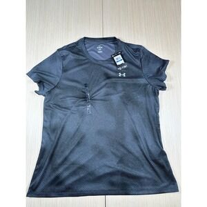 Under Armour T-Shirt Women XL Black Tie Dye Striped Loose Fit Crew Neck Pullover